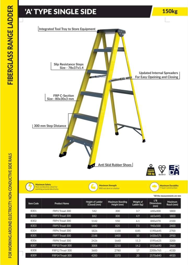 A Type Single side Fiberglass Range Ladder