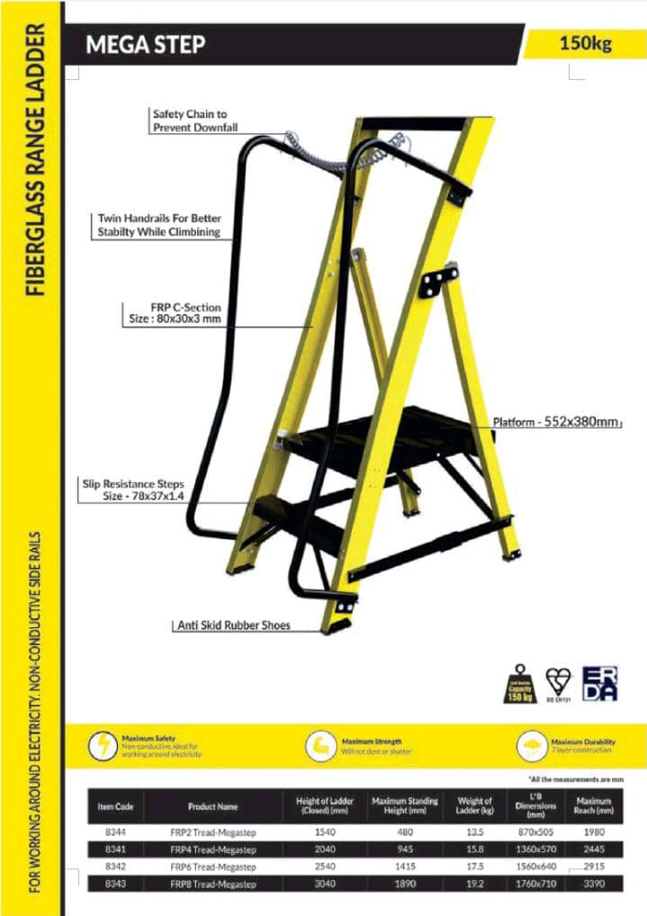 Mega Step Fiberglass Range Ladder
