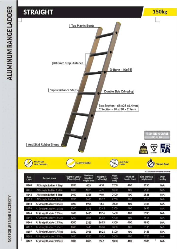 Straight Aluminium Range Ladder
